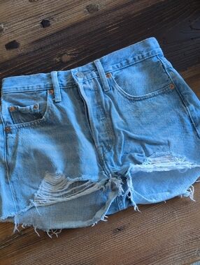 Levi's Light Blue Distressed Cutoff Denim Shorts